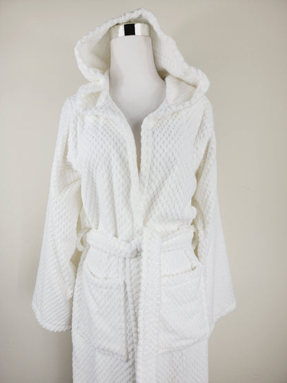 Unisex Robe, Beach Robe, Spa Robe with pockets , White Pom Pom Robe