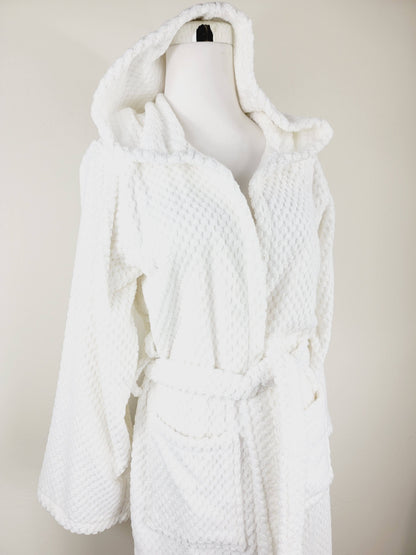 Unisex Robe, Beach Robe, Spa Robe with pockets , White Pom Pom Robe