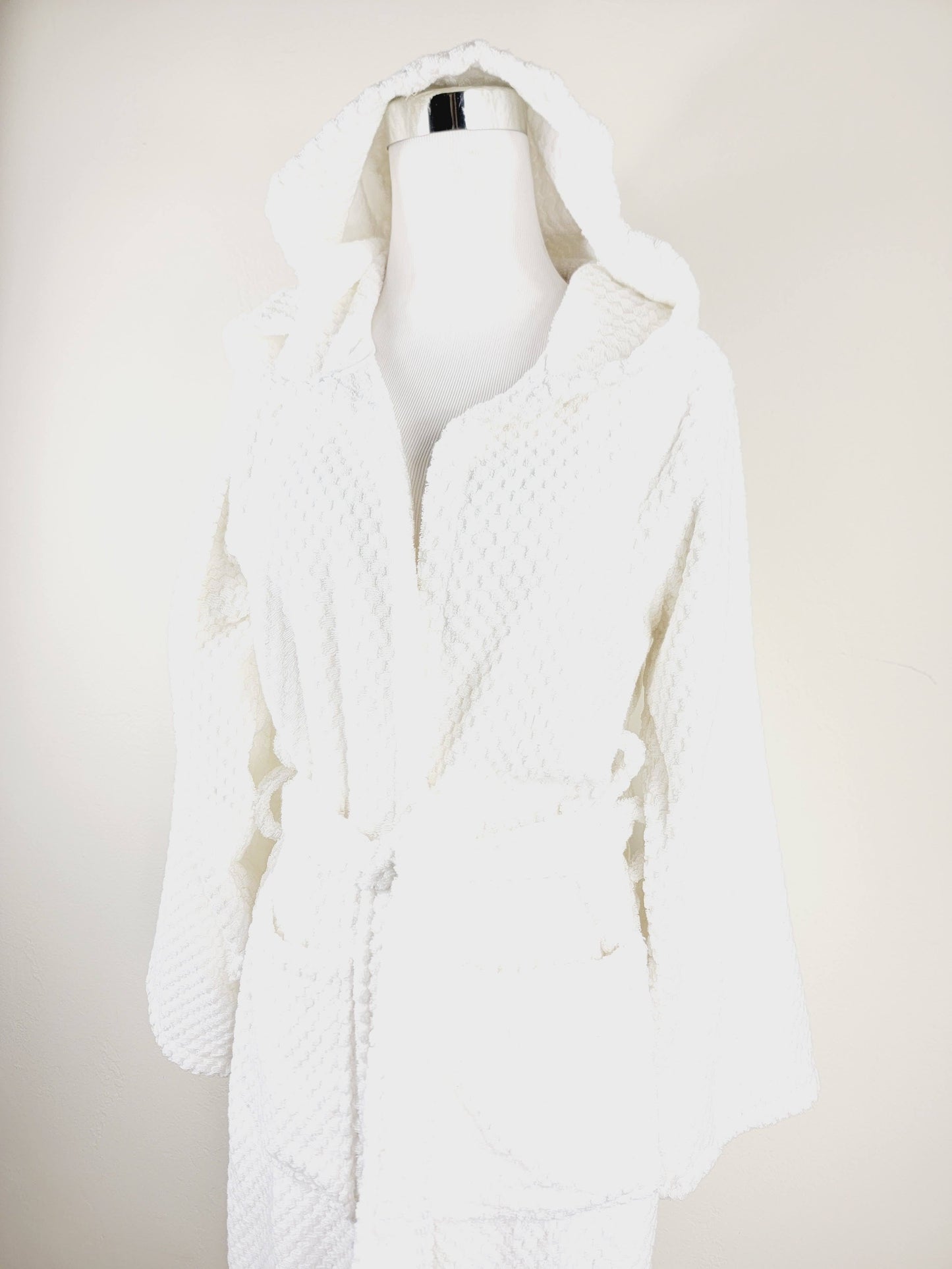 Unisex Robe, Beach Robe, Spa Robe with pockets , White Pom Pom Robe