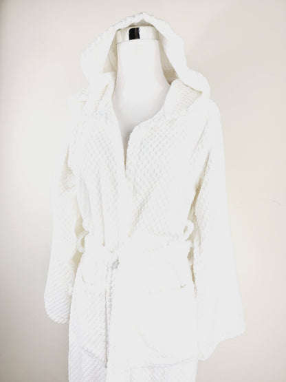 Unisex Robe, Beach Robe, Spa Robe with pockets , White Pom Pom Robe