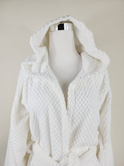 Unisex Robe, Beach Robe, Spa Robe with pockets , White Pom Pom Robe