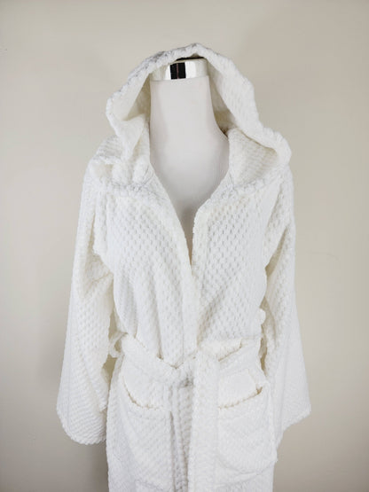 Unisex Robe, Beach Robe, Spa Robe with pockets , White Pom Pom Robe