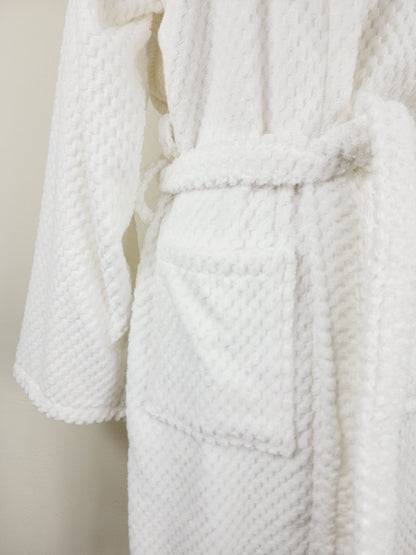 Unisex Robe, Beach Robe, Spa Robe with pockets , White Pom Pom Robe