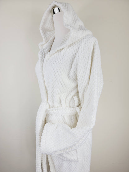 Unisex Robe, Beach Robe, Spa Robe with pockets , White Pom Pom Robe