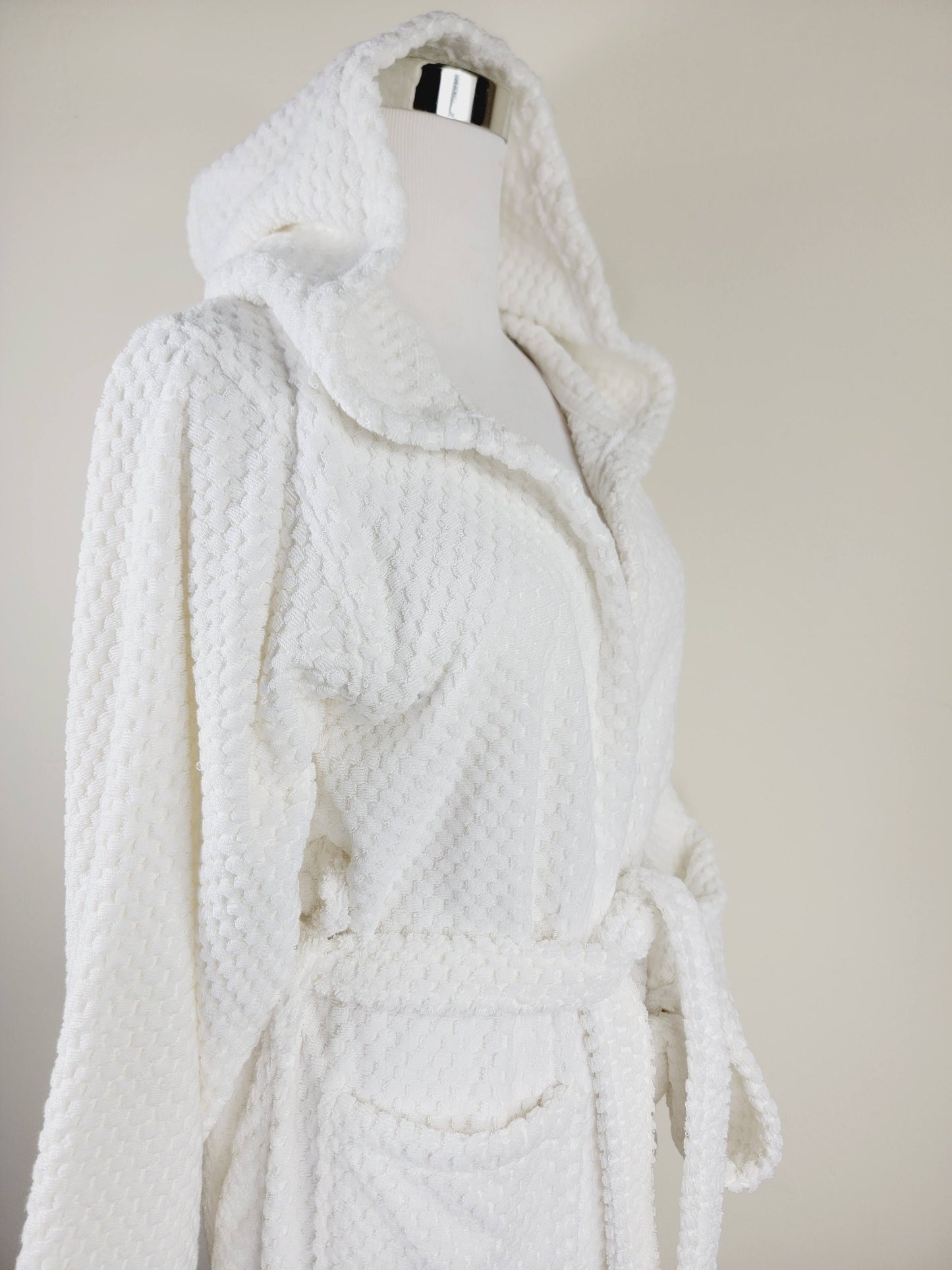 Unisex Robe, Beach Robe, Spa Robe with pockets , White Pom Pom Robe