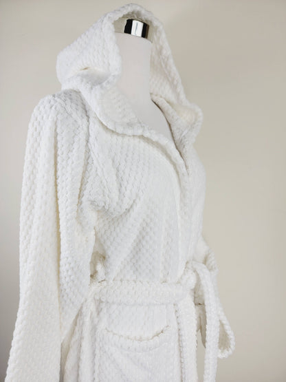 Unisex Robe, Beach Robe, Spa Robe with pockets , White Pom Pom Robe
