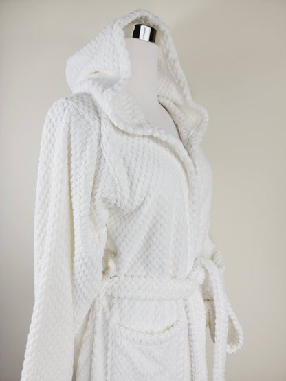 Unisex Robe, Beach Robe, Spa Robe with pockets , White Pom Pom Robe