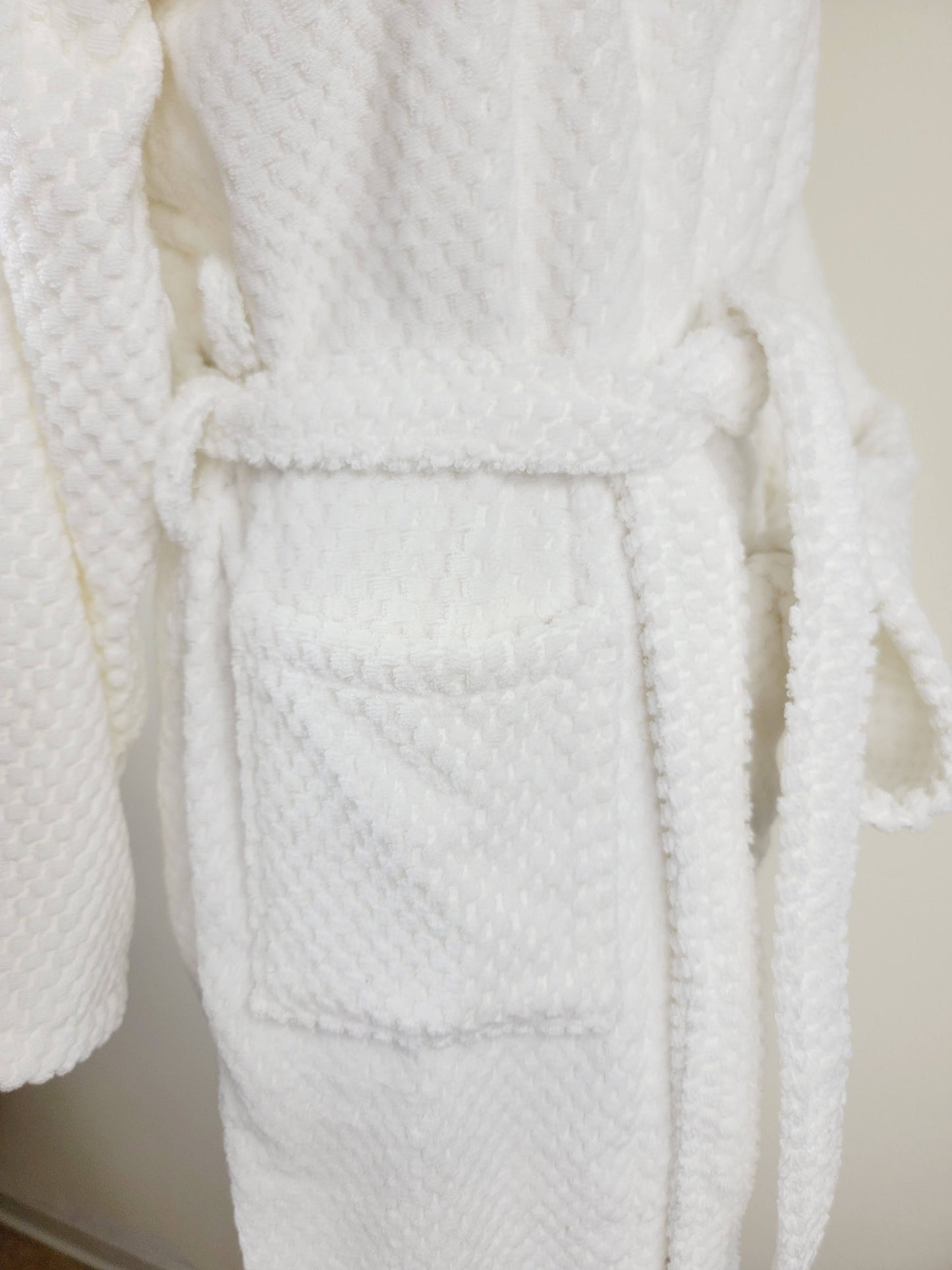 Unisex Robe, Beach Robe, Spa Robe with pockets , White Pom Pom Robe