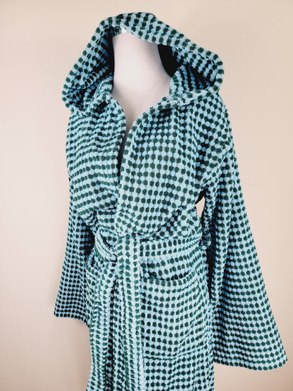 Unisex Robe, Beach Robe, Spa Robe with pockets , Blue Pom Pom Robe