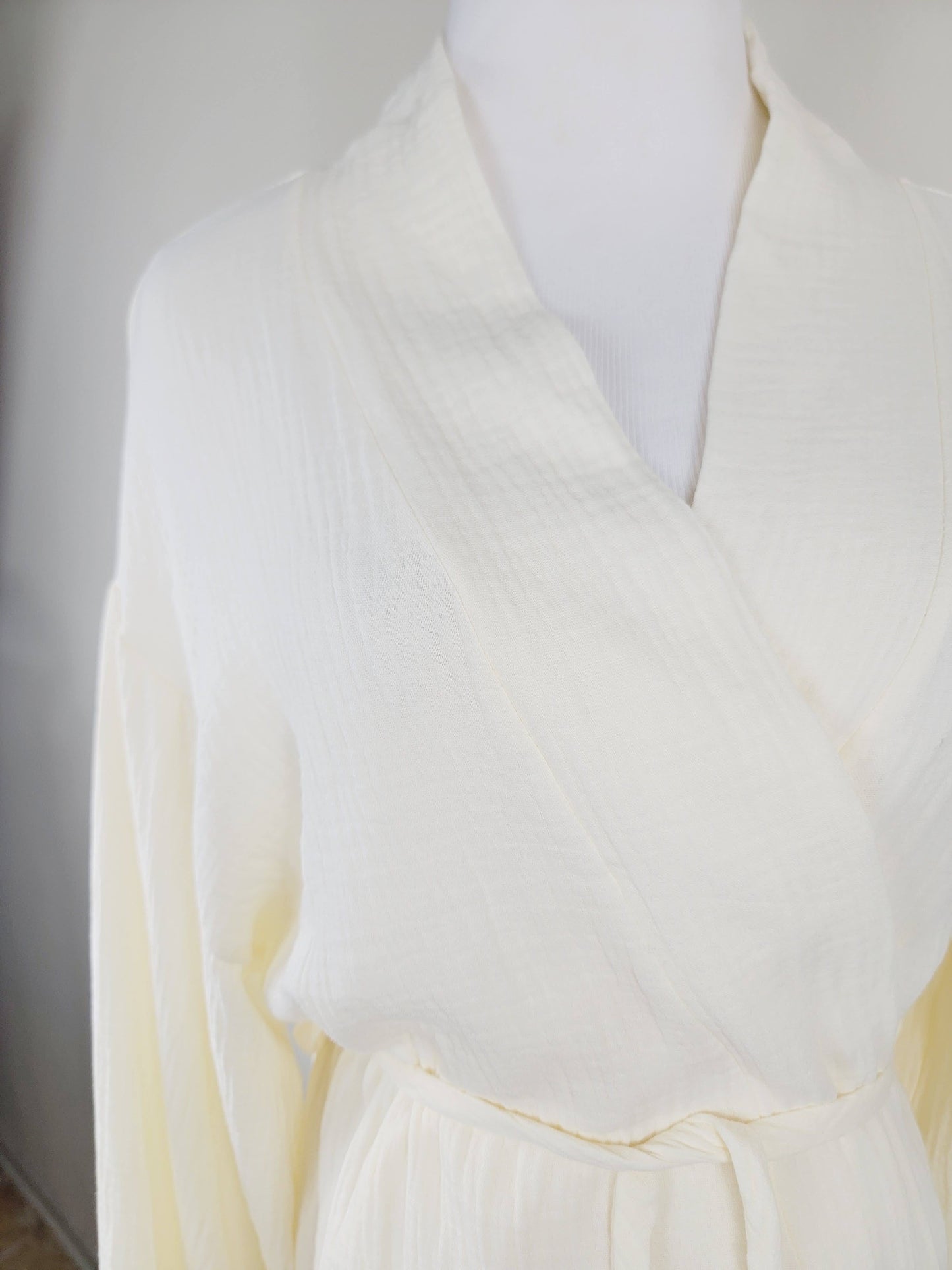 Women's Cotton Muslin Robe,Wrap style , Loose Sleeves,Belted