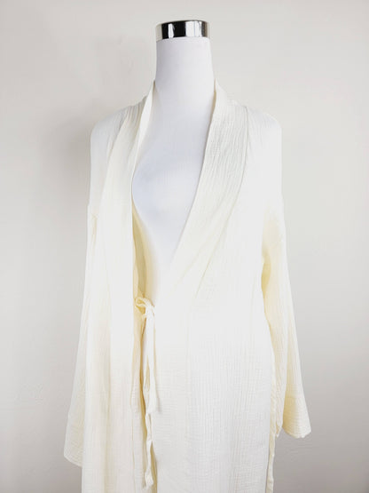 Women's Cotton Muslin Robe,Wrap style , Loose Sleeves,Belted