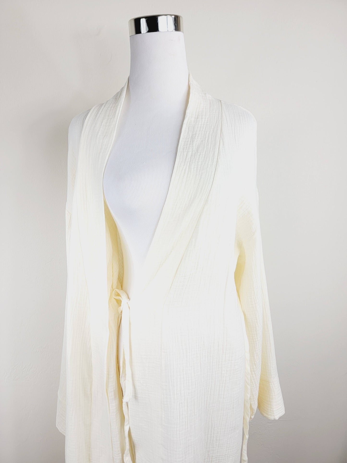 Women's Cotton Muslin Robe,Wrap style , Loose Sleeves,Belted