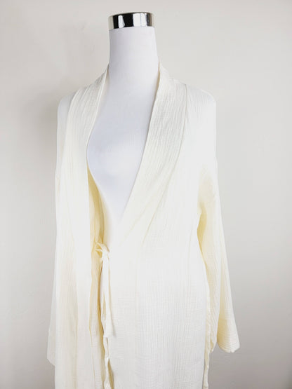 Women's Cotton Muslin Robe,Wrap style , Loose Sleeves,Belted