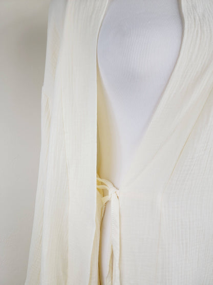 Women's Cotton Muslin Robe,Wrap style , Loose Sleeves,Belted