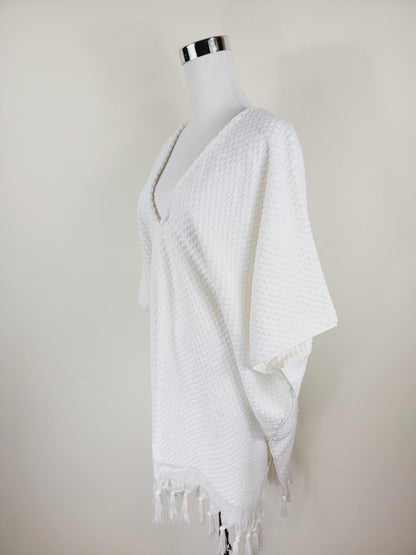 One Size Everyday Cover Up Towel – Beach Perfect , Pom Pom White