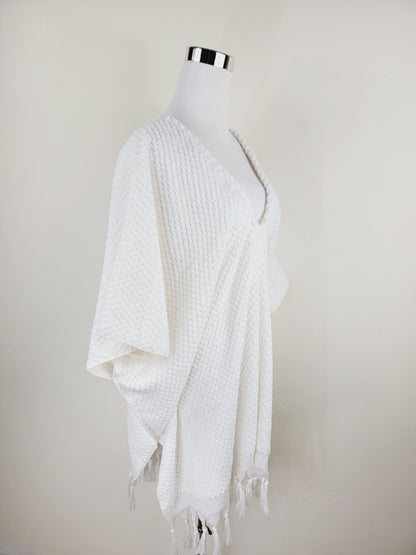 One Size Everyday Cover Up Towel – Beach Perfect , Pom Pom White