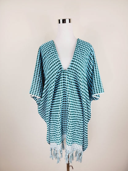 One Size Everyday Cover Up Towel – Beach Perfect , Pom Pom Blue