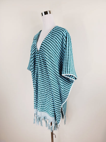 One Size Everyday Cover Up Towel – Beach Perfect , Pom Pom Blue