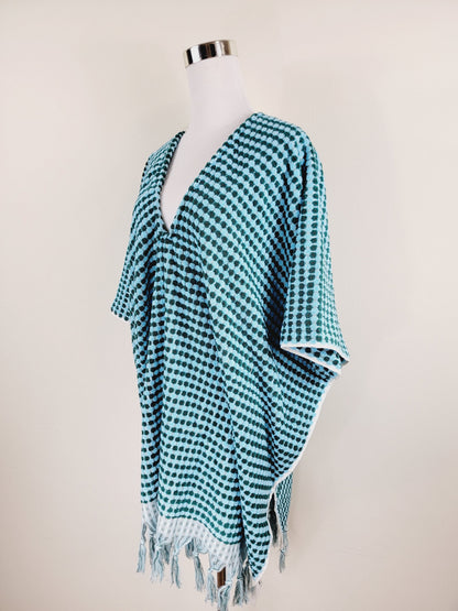 One Size Everyday Cover Up Towel – Beach Perfect , Pom Pom Blue