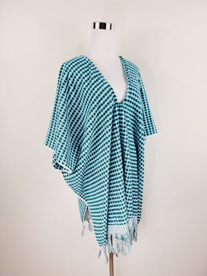 One Size Everyday Cover Up Towel – Beach Perfect , Pom Pom Blue