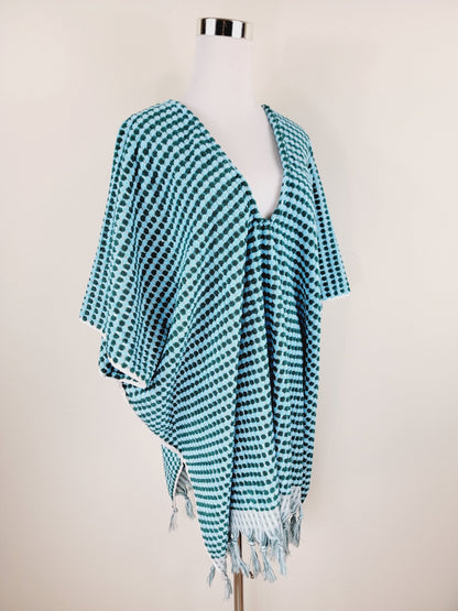 One Size Everyday Cover Up Towel – Beach Perfect , Pom Pom Blue