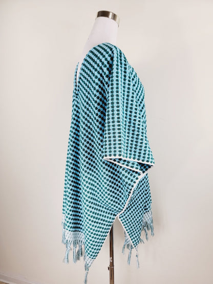 One Size Everyday Cover Up Towel – Beach Perfect , Pom Pom Blue