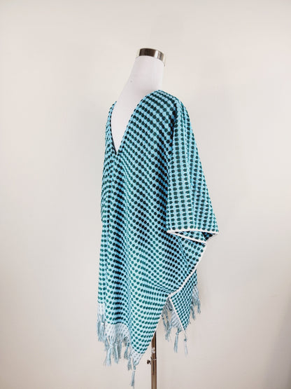 One Size Everyday Cover Up Towel – Beach Perfect , Pom Pom Blue