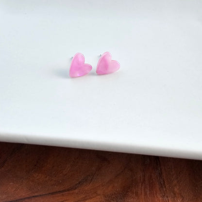 Hand Drawn Heart Studs - Bubblegum Bliss