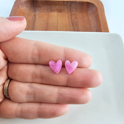 Hand Drawn Heart Studs - Bubblegum Bliss