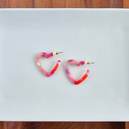 Mini Heart Hoops - Tickled Pink