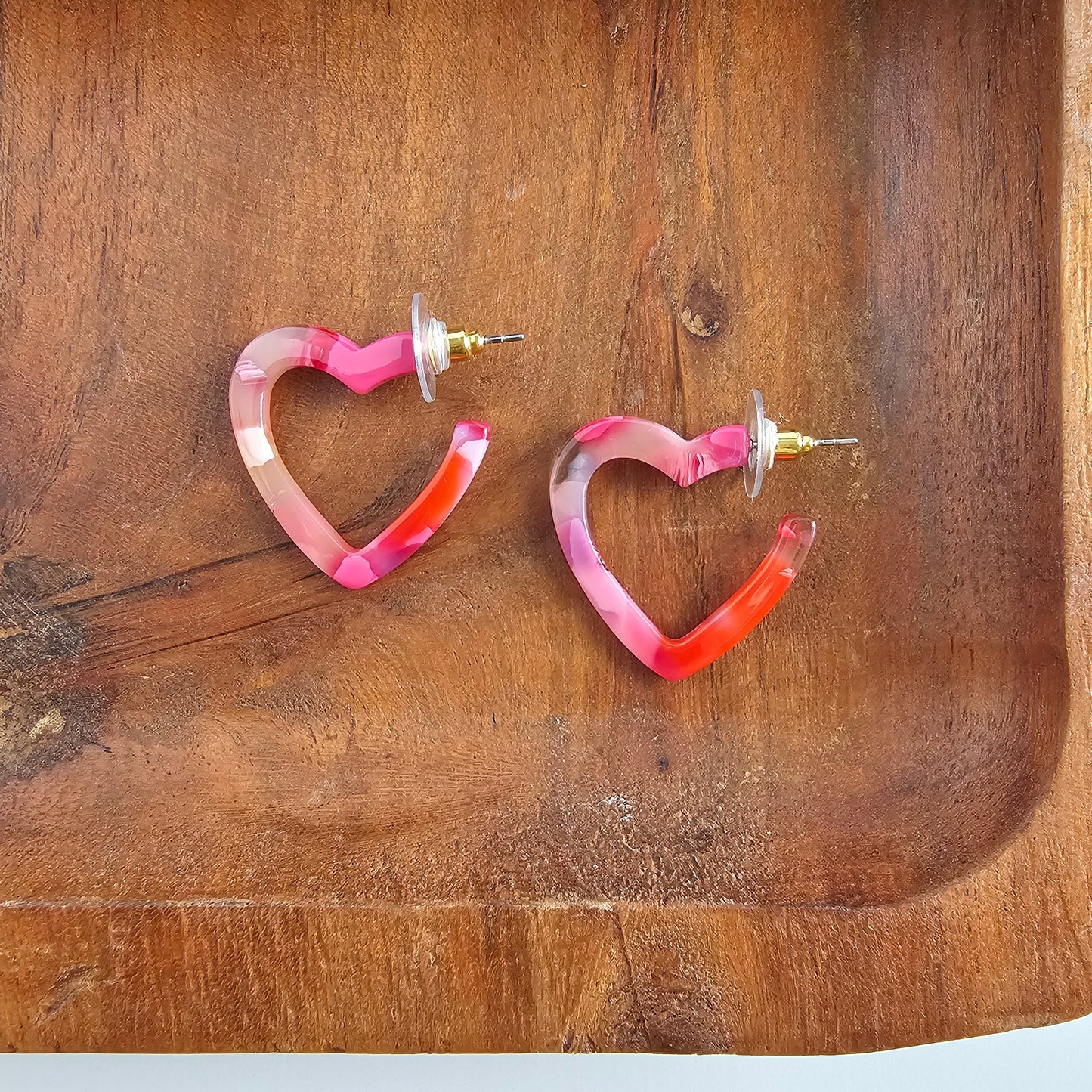 Mini Heart Hoops - Tickled Pink