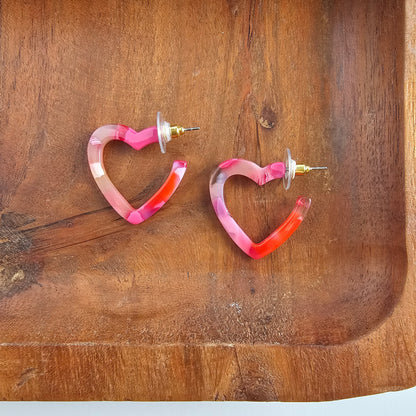 Mini Heart Hoops - Tickled Pink
