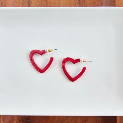 Mini Heart Hoops - Red