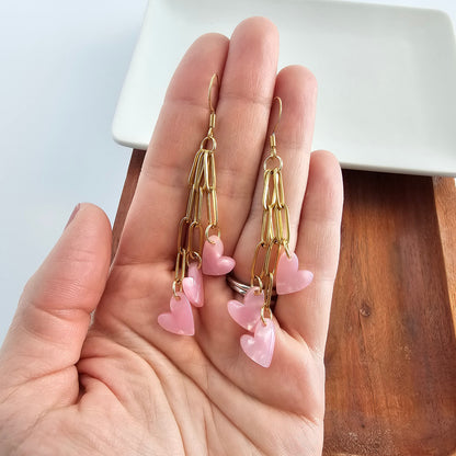 Heartstring Earrings - Pink