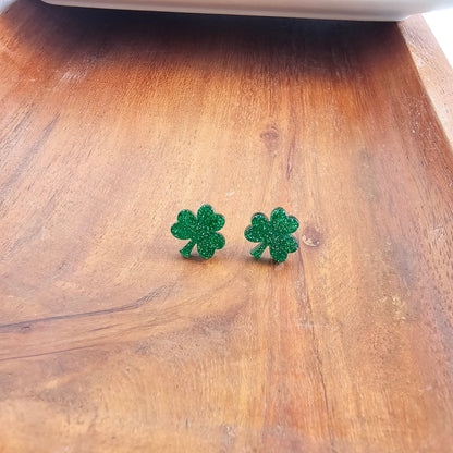 Shamrock Studs - Green Glitter