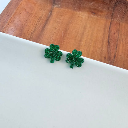 Shamrock Studs - Green Glitter
