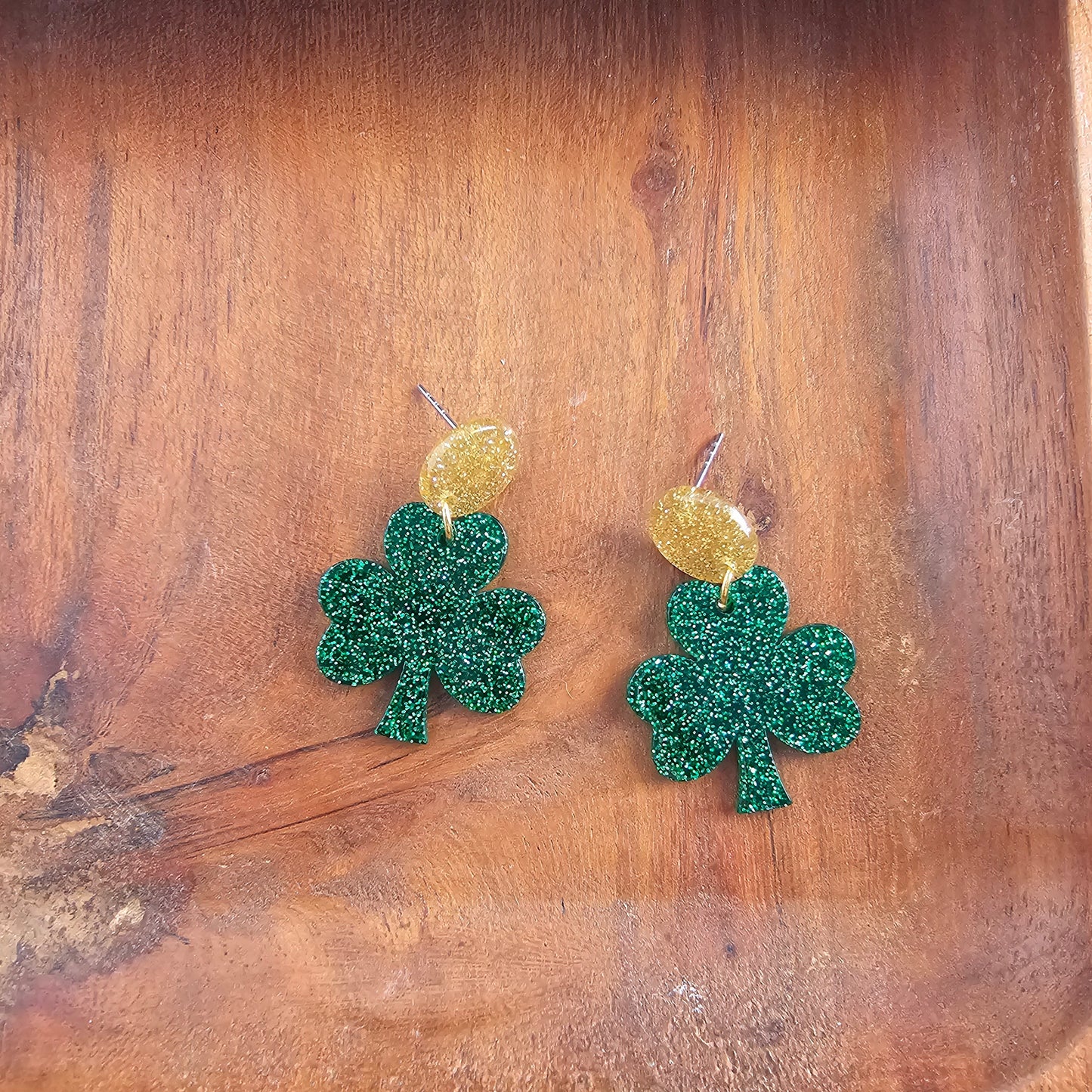 Lucky Charm Earrings - Green Glitter