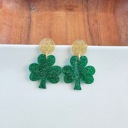 Lucky Charm Earrings - Green Glitter