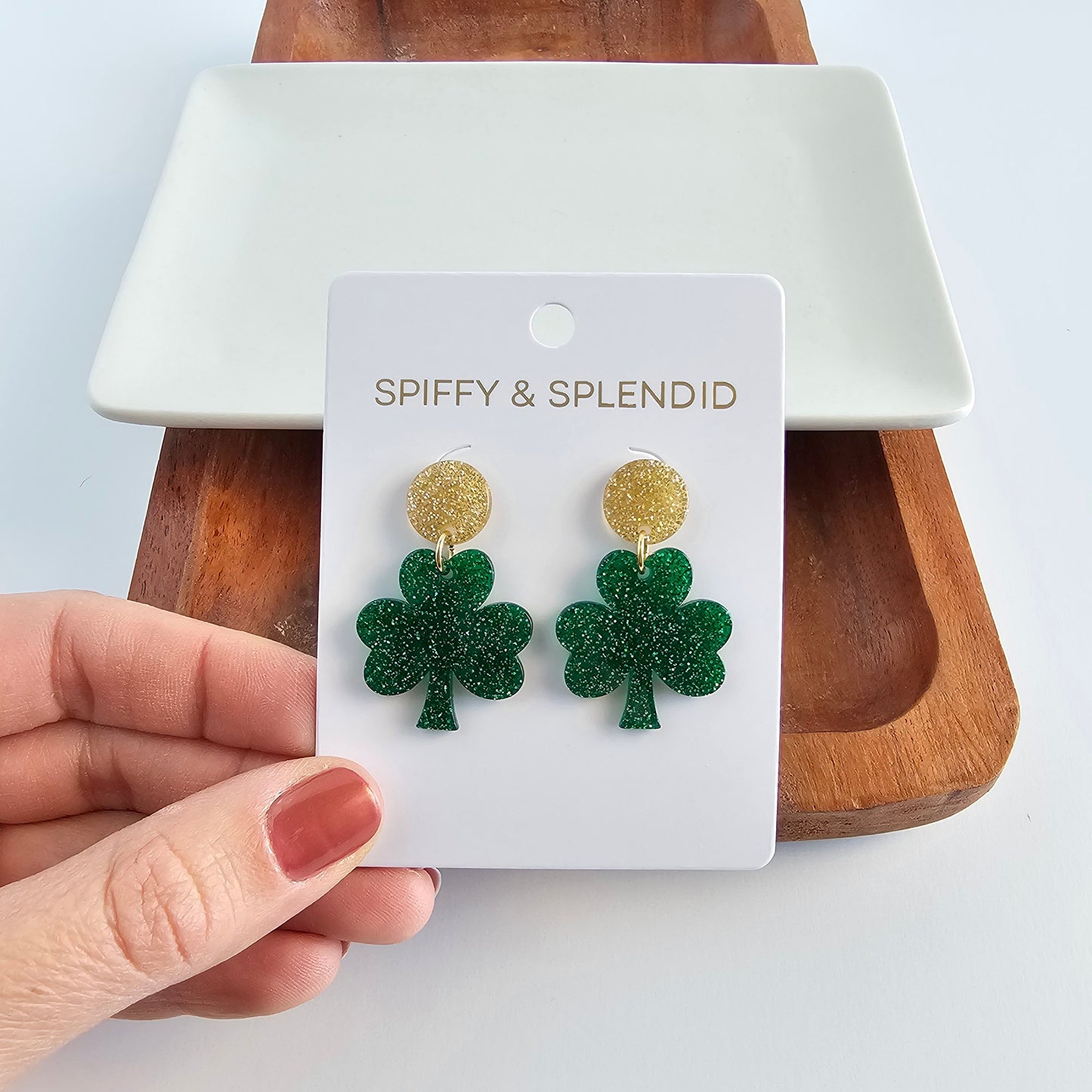 Lucky Charm Earrings - Green Glitter