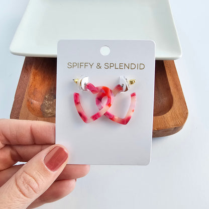 Mini Heart Hoops - Tickled Pink