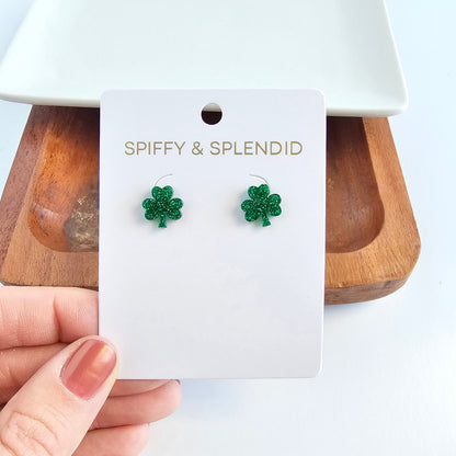 Shamrock Studs - Green Glitter