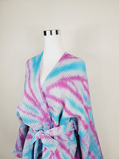 Unisex Cotton Waffle Robe, Honeycomb Weave Bath, Beach & Spa Robe, One Size Oversized