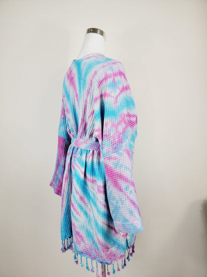 Unisex Cotton Waffle Robe, Honeycomb Weave Bath, Beach & Spa Robe, One Size Oversized
