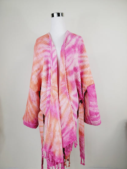 Unisex Cotton Waffle Robe, Honeycomb Weave Bath, Beach & Spa Robe, One Size Oversized