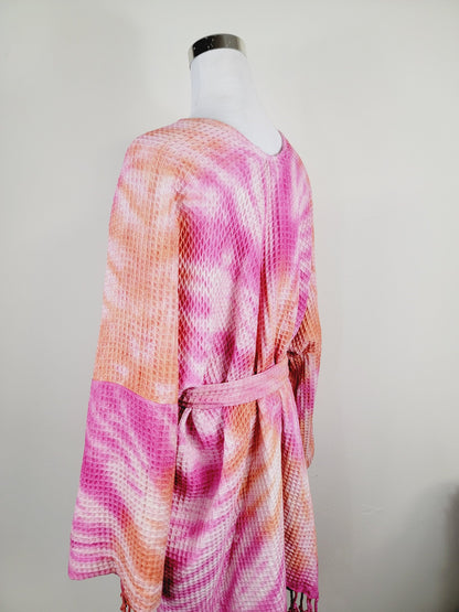 Unisex Cotton Waffle Robe, Honeycomb Weave Bath, Beach & Spa Robe, One Size Oversized