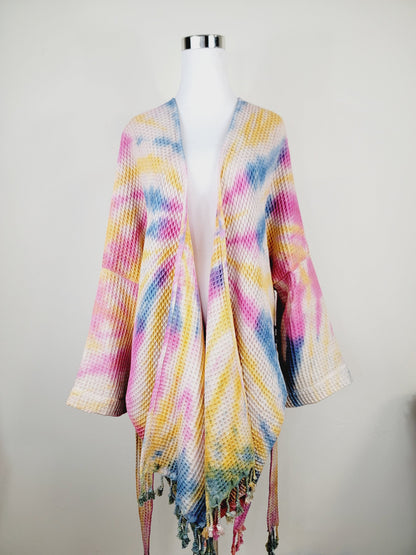 Unisex Cotton Waffle Robe, Honeycomb Weave Bath, Beach & Spa Robe, One Size Oversized