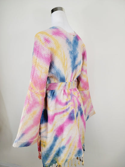Unisex Cotton Waffle Robe, Honeycomb Weave Bath, Beach & Spa Robe, One Size Oversized