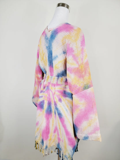 Unisex Cotton Waffle Robe, Honeycomb Weave Bath, Beach & Spa Robe, One Size Oversized