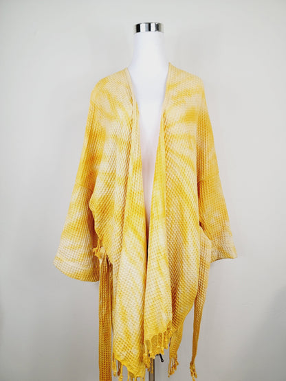 Unisex Cotton Waffle Robe, Honeycomb Weave Bath, Beach & Spa Robe, One Size Oversized