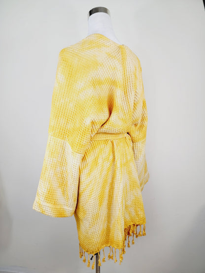 Unisex Cotton Waffle Robe, Honeycomb Weave Bath, Beach & Spa Robe, One Size Oversized